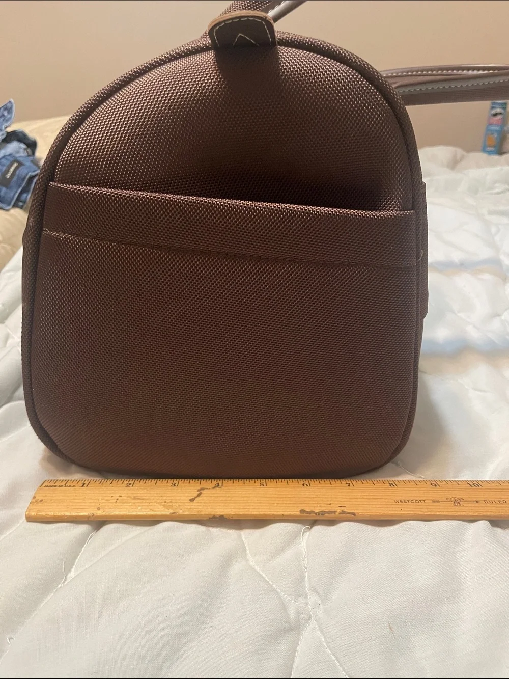 London Fog Chocolate Brown Men's Duffel Bag with Gold Hardware